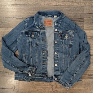 Levi's Large Blue Jean Denim Jacket Original Trucker Coat Button Up